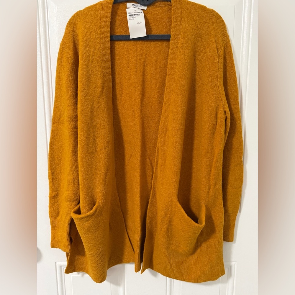 Madewell M Mustard Merino Wool Alpaca Blend Open Front Cardigan NWT